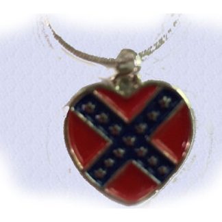 Rebel necklace with heart shaped Confederate flag pendant