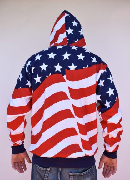 back of American flag hoodie sweatshirt